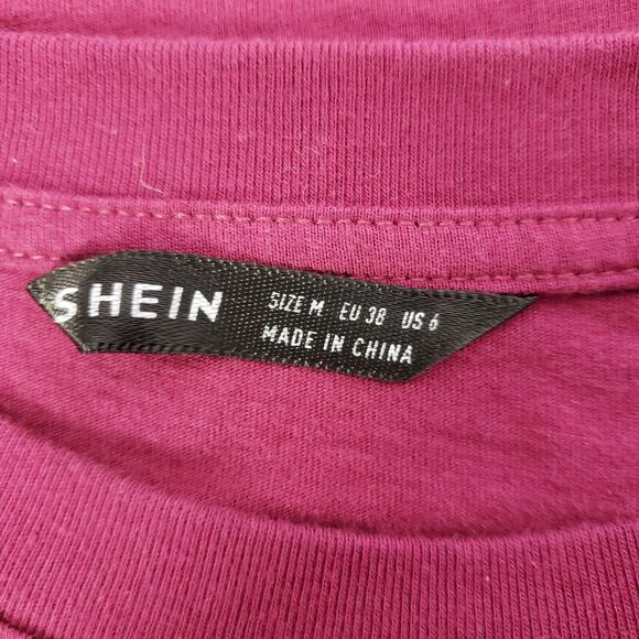 Shein Women's T Shirt Medium 6 Purple Graphic Smile Tee Short Sleeve Crew Neck - Picture 6 of 9
